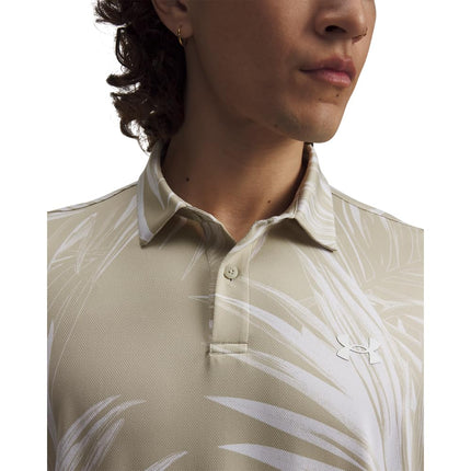 Under Armour Golf Matchplay Printed Golf Polo, (290) Khaki Base / White / White, 4XL/Tall