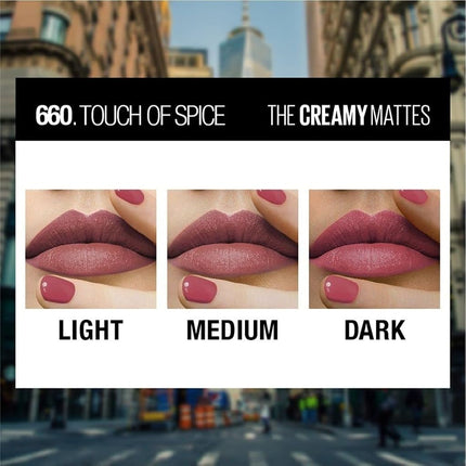 MAYBELLINE - Color Sensational Creamy Matte Lápiz Labial 660 Touch of Spice - 4.2 g