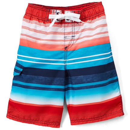Bermudas de playa de secado rápido con rayas grandes Victor de Kanu Surf para niños, azul marino/rojo, extragrande (18/20)