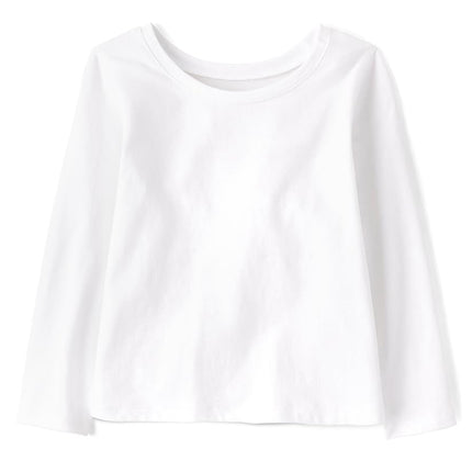 The Children's Place Baby Girls and Toddler Long/Short Sleeve Basic Layering T-Shirt, White Single, 18-24 Months