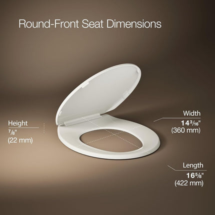 Kohler K-4775-96 Brevia Round Toilet Seat with Q2 Advantage, Biscuit