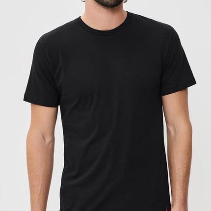 POLO RALPH LAUREN Men's Classic Fit Cotton Crew Undershirt 3-Pack, 3 Black/Rl2000 Red Pp, Medium (Pack of 3)
