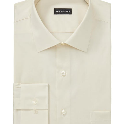 Van Heusen Men's Dress Shirt Regular Fit Flex Collar Stretch Solid, Canvas, 18" Neck 36"-37" Sleeve