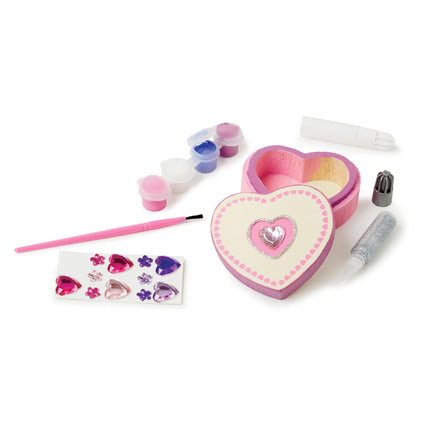 Melissa & Doug Kit de manualidades para decorar tu propia caja de madera con forma de corazón