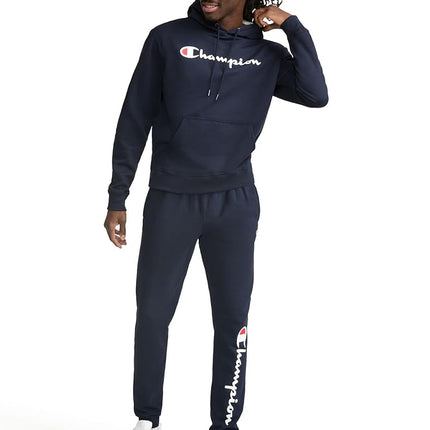 Champion Men's Graphic Powerblend Fleece Hood Sweatshirt, Navy, M