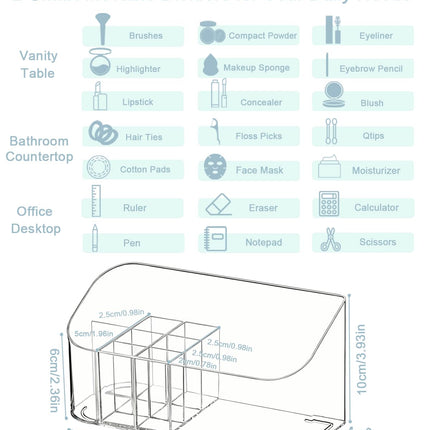 SUNFICON Cosmetic Display Case Multi-Purpose Clear Plastic Vanity Tray for Home Bathroom Accessory & Office Storage