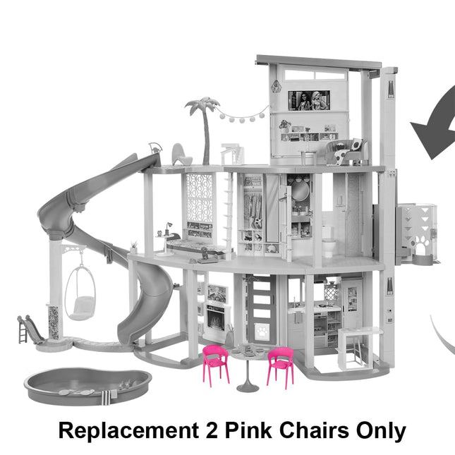 Replacement Parts for Barbie Doll Dreamhouse Doll House Playset HMX10 - Replacement Set of 2 Two Pink Chairs