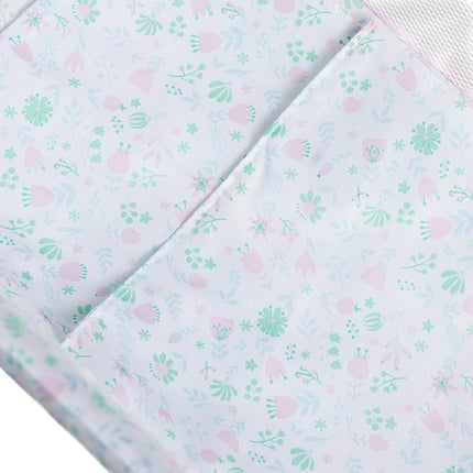 JC Toys - Foldable Travel Cot- Playground, dolls up to 45 cm, easily assembled and disassembled, includes bag, pillow and blanket, floral decoration, designed by Berenguer, + 3 years
