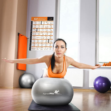 NewMe Fitness Workout Posters for Home Gym, Stability Exercise Posters for Full Body Workout, Core Abs Legs Glutes & Upper Body Training Program 1 Pack