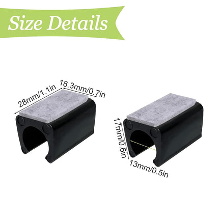 UFURMATE 40Pcs Plastic Chair Leg Floor Protectors with Felt Pads, U Shaped Tube Protectors Non-Slip Rectangle Tips Caps for Round Sled Base Legs (13mm, Black)