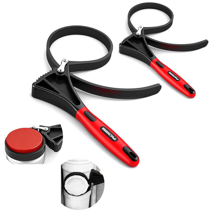 Rubber Strap Adjustable Wrench Set - 2-Piece Oil F