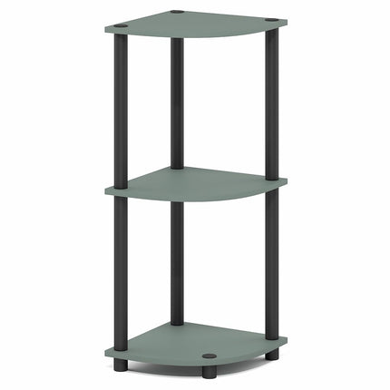Furinno TURN-N-TUBE Corner Shelf, 3-Tier Corner Bookshelf, Display Storage Shelves with Open Shelves, for Organization and Storage, Living Room, Home Office, Garage, Sage Green