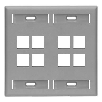 Leviton 8-Port Dual Gang QuickPort Wallplate with 