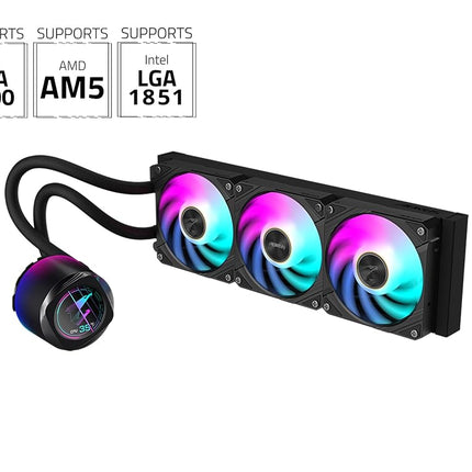 AORUS WATERFORCE X II 360 Liquid CPU Cooler, 360mm Radiator with 3X 120mm Low Noise ARGB Fans, Compatible with Intel LGA1851, LGA1700, and AMD AM5(GP-AORUS WATERFORCE X II 360)