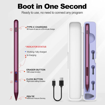 Stylus Pen for ASUS Zenbook/Vivobook Flip/Pro/Duo/Notebook, MPP 2.0, Red