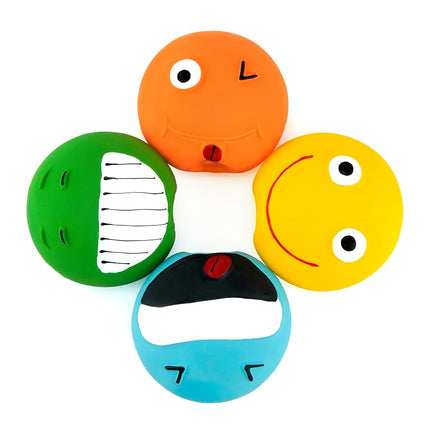 Chiwava 4 Pack 2.8'' Latex Squeaky Dog Toy Smiley Face Balls Interactive Fetch Play for Small Dogs
