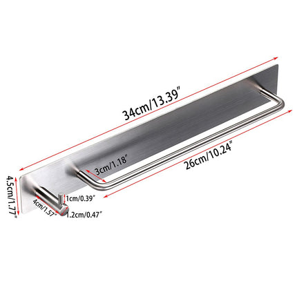 Sumnacon Towel Bar Rack with Hook, 13.38 Inch Self Adhesive Stainless Steel Towel Holder Organizer for Bathroom Kitchen Bedroom, Brushed Finish