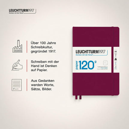 120g Edition Notebook (A5), 203 pages, Dotted, Port Red