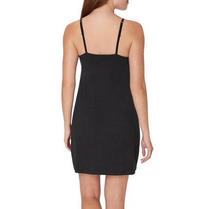 Hanes Women's Originals, Comfywear Supersoft Sleep Slip Dress with Built-in Shelf Bra, Black, XL