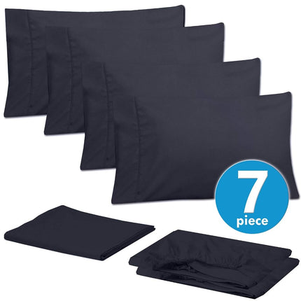 Sweet Home Collection 6 Piece 1500 Supreme Collection Brushed Microfiber Deep Pocket Sheet Set-2 Extra Pillow Cases, Great Value, Split King, Navy