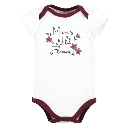 Hudson Baby Unisex Baby Cotton Bodysuits, Plum Wildflower, 0-3 Months, Plum Wildflower, 0-3 Months