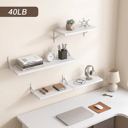 YGEOMER 4 Different Sizes Floating Shelves for Wall Home Decor, White
