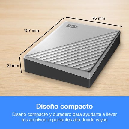 WD 5TB My Passport Ultra for Mac, portable external hard drive, USB-C, Mac Compatible, portable external storage, software with defense against ransomware, backup and password protection, Silver