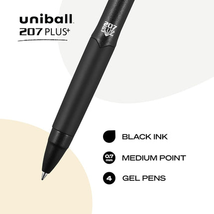 207PLUS+ Gel, 0.7MM, Black, 4pk