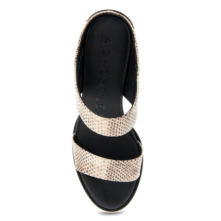 Aerosoles Sandalia de tacón Nika para mujer, piel con estampado de serpiente Roccia, 9