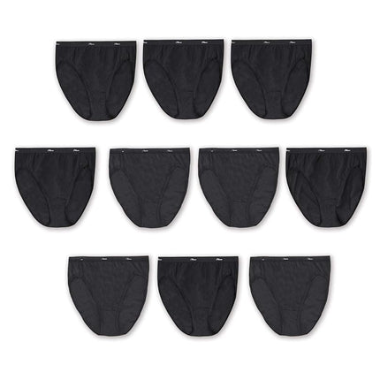 Hanes Women's Cotton Underwear, Black 10-Pack, XX-Large