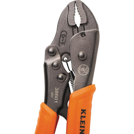 Klein Tools 38601 Curved Jaw Locking Pliers with Quick Release Handles, Intuitive Thumb Knob, High Torque, Mole Grips for Clamping and Gripping, 7-Inch