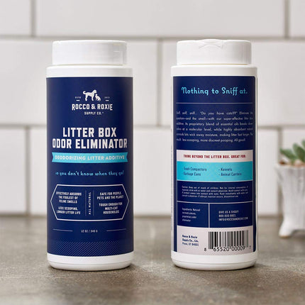 Rocco & Roxie Litter Box Odor Eliminator ? Best Natural Urine Deodorizer for Cat Litter Boxes ? You Wonft Need to Change The Cat Litter as Often ? Fresh Scent ? Safe for Kitty (12 oz Bottle)