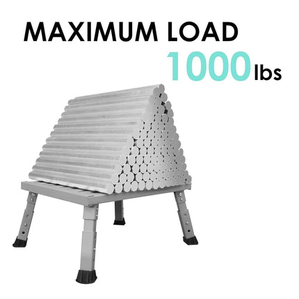 DEPSUNNY Adjustable Height Aluminum RV Step, Stable Foldable Platform Step Stool, Supports Up to 1,000 lb, Non-Slip Rubber Feet and Platform Mat, Easy to Carry (Silver)
