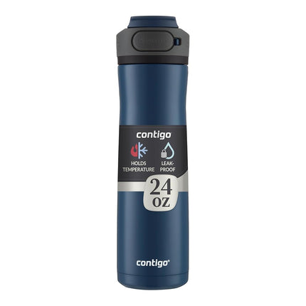 Contigo Cortland Chill 2.0 Cold Hot Water Bottle with AUTOSEAL Lid | Stainless Steel Water Bottle, 24 oz, Blueberry