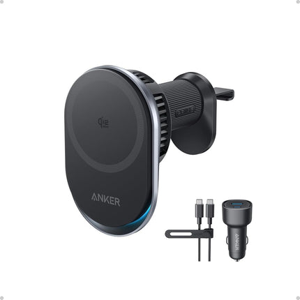 Anker Prime MagSafe Car Mount Charger, Qi2 25W Certified Wireless Car Charger with TEC Cooling, Strong Magnets, Air Vent Mount for iPhone 17-12 Series (Check Vent Compatibility, Includes 60W Adapter)