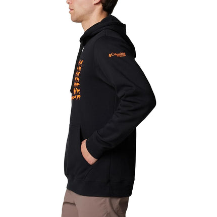 Columbia Men's PHG Game Flag II Hoodie, Black/Blaze Dog Flag, Large