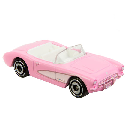 Hot Wheels Barbie Corvette rosa fundido a presión a escala 1:64, coche de juguete modelado a partir del Corvette de la película Barbie con embalaje temático de la película, HPR54