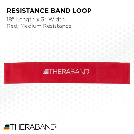 TheraBand Resistance Band Loop, Professional Latex Mini Band for Lower Pilates, Crossfit, Yoga, Stretching, Physical Therapy, Strength Training without Weights, 18 Inch, Red, Medium, Beginner Level 2