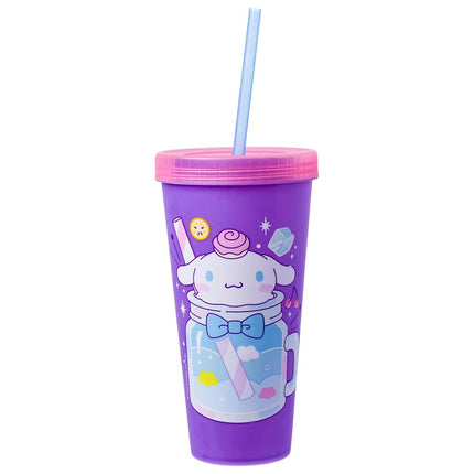 Silver Buffalo Sanrio Hello Kitty and Friends 4 Pack Color Changing Plastic Tumblers Featuring Hello Kitty, My Melody, Badtz Maru, and Cinnamoroll, 24 Ounce