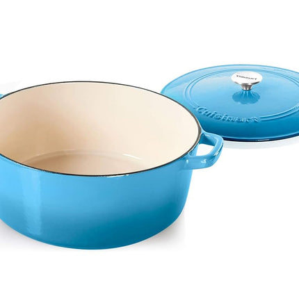 Cuisinart Chef's Classic Enameled Cast Iron Round Covered Casserole (Blue Gradient, 7- Quart)