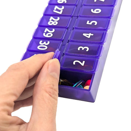 AM PM 31 Day Once-a Day Monthly Pill Planner Organizers - Large Compartment Pill Boxes Store Medications for Entire Month Plus Compartment for Extra Pills (AM/PM) (Am/Pm Blue & Purple)