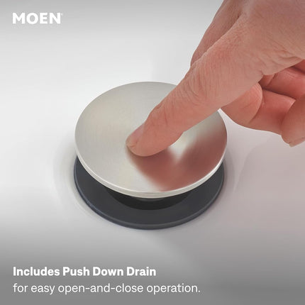 Moen Karis One-Handle Bathroom Sink Faucet, One Hole Lavatory Faucet with Drain Assembly and Optional Deck Plate, Spot Resist Brushed Nickel, 84346SRN