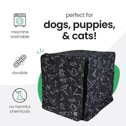 Molly Mutt Rocketman 24-inch Dog Crate Cover, Small Kennel Cover Measures 24” x 18” x 21”, Two Panel Doors Roll Up, Made from Machine-Washable 100% Cotton that is Durable, Breathable & Pre-shrunk