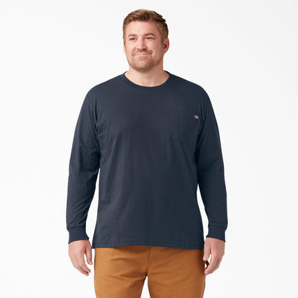 Dickies, para hombre, camiseta de manga larga con bolsillo de peso pesado, corte relajado, azul marino oscuro, talla M