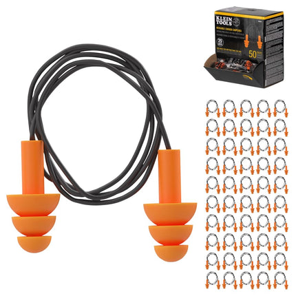 Klein Tools 6050350 Corded Earplugs, 25dB NRR, Reu