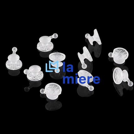 LA MIERE 10Pcs Dental Orthodontic Lingual Button Bondable Ceramic Clear Lingual Buttons with Hook