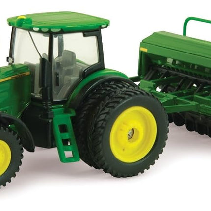 ERTL John Deere 7215R Tractor with 1590 Grain Drill Replica - 1:64 Scale - Authentic Die-Cast and Plastic Replica- John Deere Tractor Toys