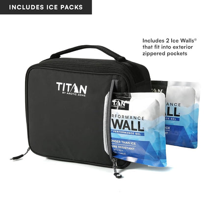 Titan Fridge Cold Lunch Box with 2 350g Ice Walls®, Black Ice