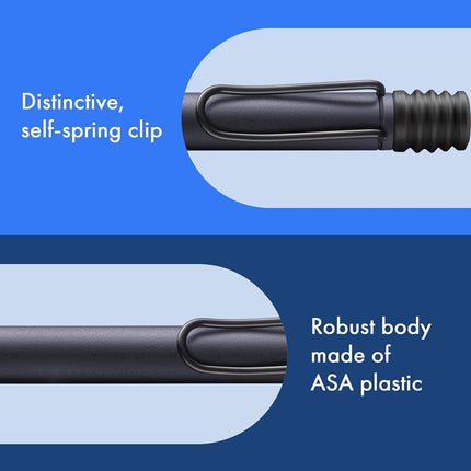 Lamy safari steel black - Ballpoint Pen with ergonomic grip & line width M - for pleasant long writing - made of robust ASA plastic – including large capacity refill M 16 in black
