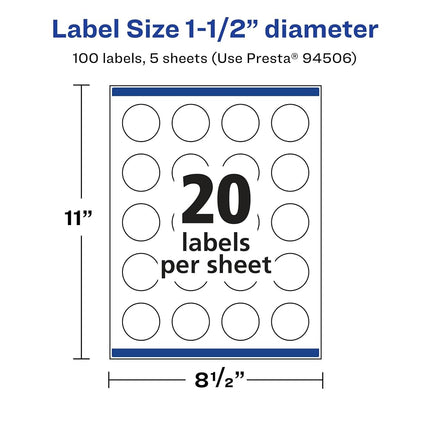 Avery Glossy Clear Round Labels, Sure Feed Technology, 1.5" Diameter, 100 Glossy Clear Labels, Print-to-The-Edge, Laser/Inkjet Printable